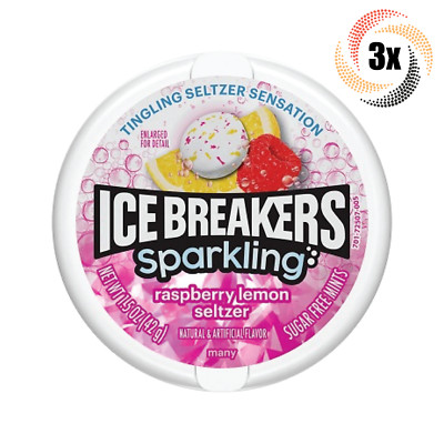 3x Tins Ice Breakers Sparkling Raspberry Lemon Seltzer | 50 Mint Per Tin | 1.5oz