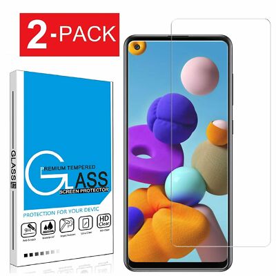 2-Pack Tempered Glass Screen Protector Clear For Samsung Galaxy A21 / A21S