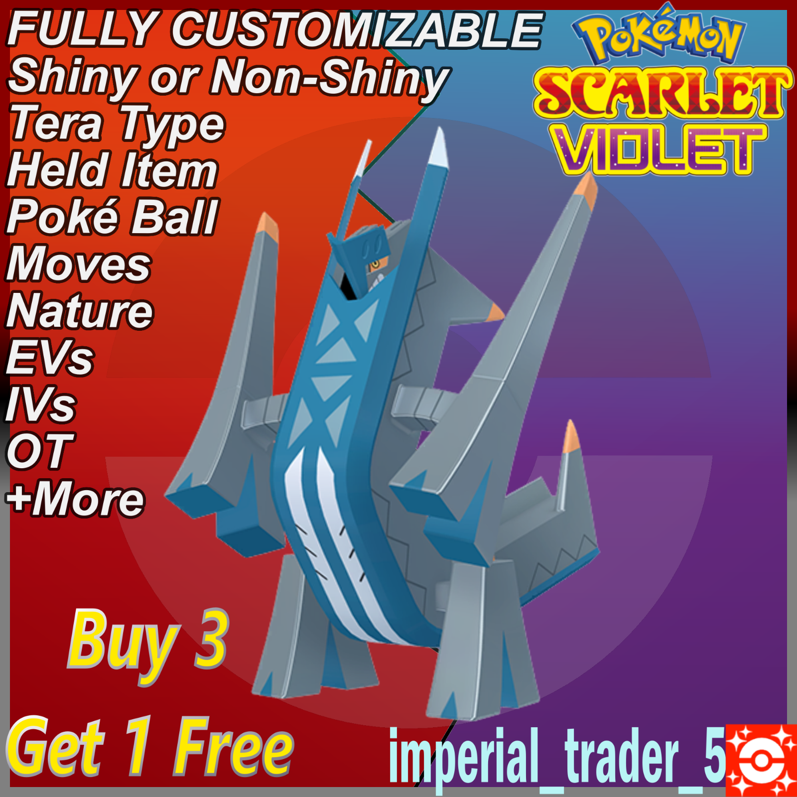 Pokémon Scarlet and Violet ✨ Shiny Archaludon ✨ W/ Best 6IV