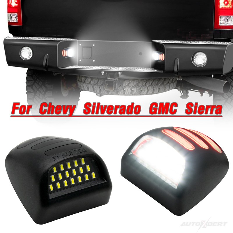 2x Truck Rear Tail License Number Plate Light LED For Chevy Silverado GMC Sierra