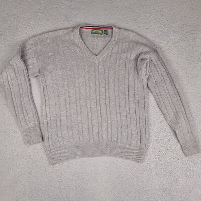 Vintage American Eagle Sweater Mens XL Gray Cable Knit V-Neck Pullover Preppy