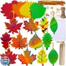 Winlyn 48 Sets 12 Desgins Colorful Magic Color Scratch Fall Leaves Ornaments Decoration Autumn Scratch Art Leaves Fall Leaf Craft Kits for Kids Halloween Thanksgiving Classroom Activities Party Favors