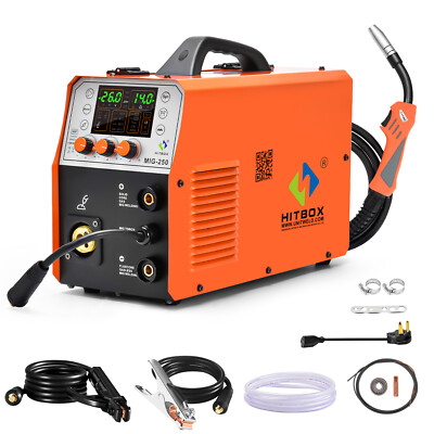 HITBOX 4IN1 Aluminum MIG Welder 110/220V Gas/Gasless 250A TIGMMA Welding Machine