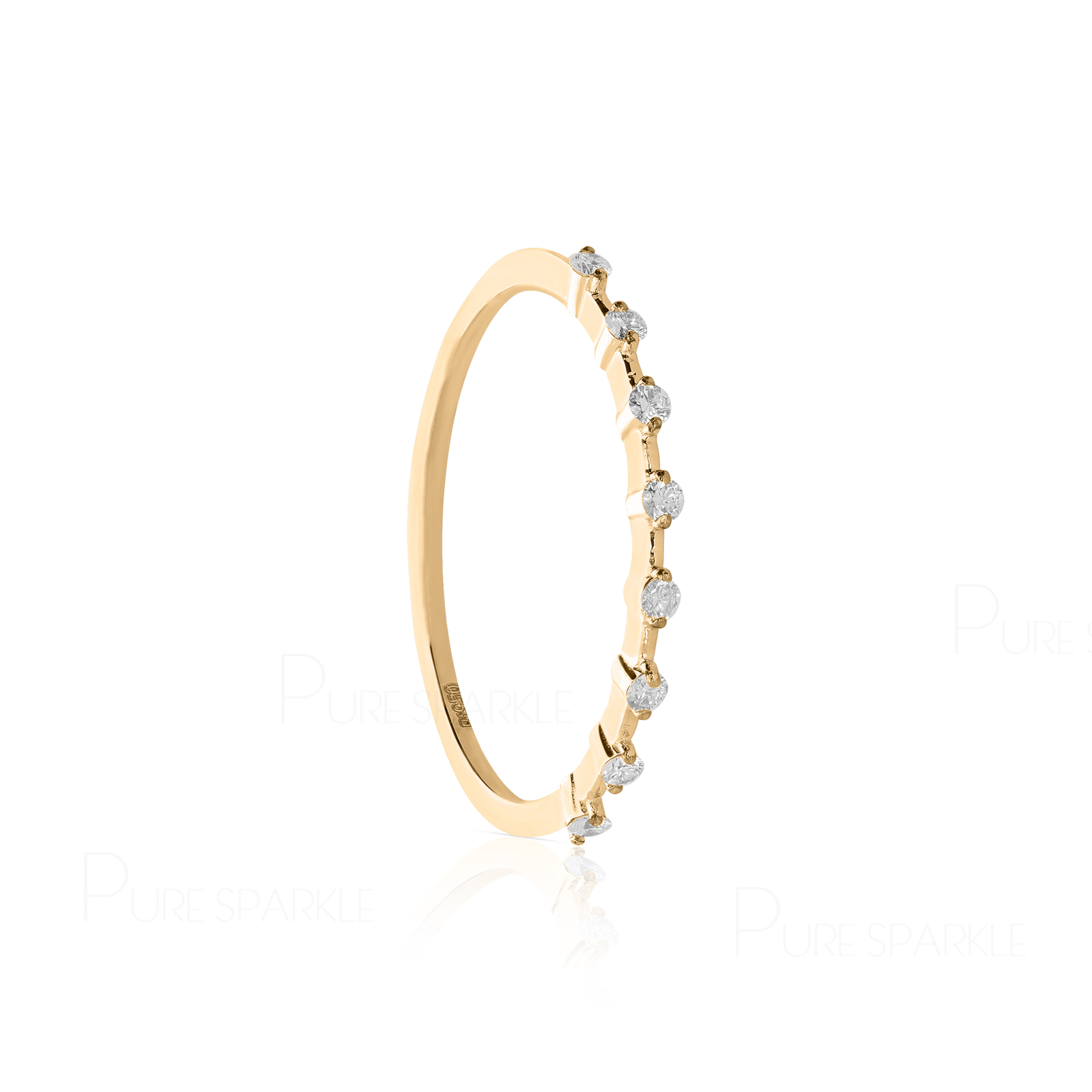 14K Gold 0.10 Ct. Lab-Created Diamond Engagement Thin Band Ring Size-3 to 8 US