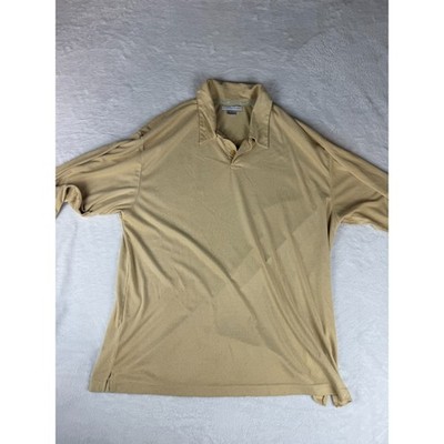 Geoffrey Beene Polo Shirt Mens Large Brown Suede Performance Side Slit Popover