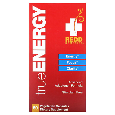 Redd Remedies Energy TrueEnergy 50 Vegetarian Capsules Gluten-Free, No
