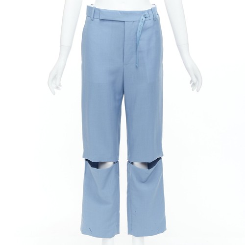CELINE Phoebe Philo blue mohair wool knee cut out wide CELINE Phoebe Philo blue mohair wool knee cut out wide