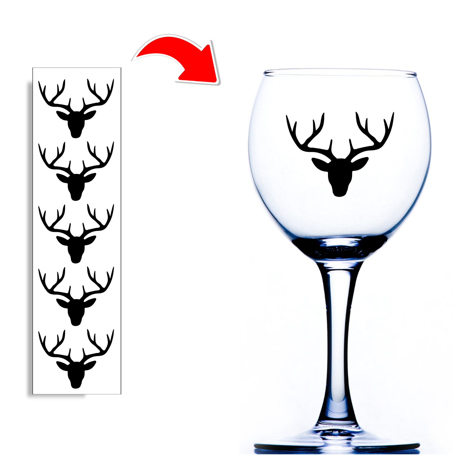Christmas Wine Glass Stickers Stag Deer Xmas Decals For Glasses and Baubles 