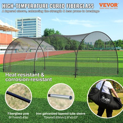 VEVOR 22FT Softball Baseball Cage Net and Frame Heavy Duty Pitching Batting Cage
