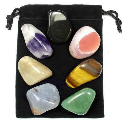 7 Stone CHAKRA HEALING Tumbled Crystal Set (C1) with 8 page Instruction Booklet