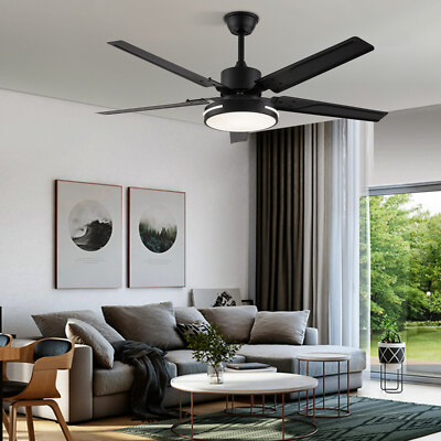 48'' Modern Ceiling Fan Silent Motor With 3 Colors LED Light & Remote Control