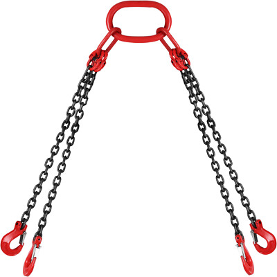 5/16''x5FT Chain Sling w/ 4 Legs 5T/11000 lbs Load T8 Grab Hooks Alloy Steel