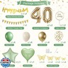 40th Sage Green Birthday Decorations, Boho Green White Gold Balloons Decorations for Girls, Happy 40 Birthday Party Supplies with Happy Birthday banner, Number Foil Balloon, Butterfly Cake Topper