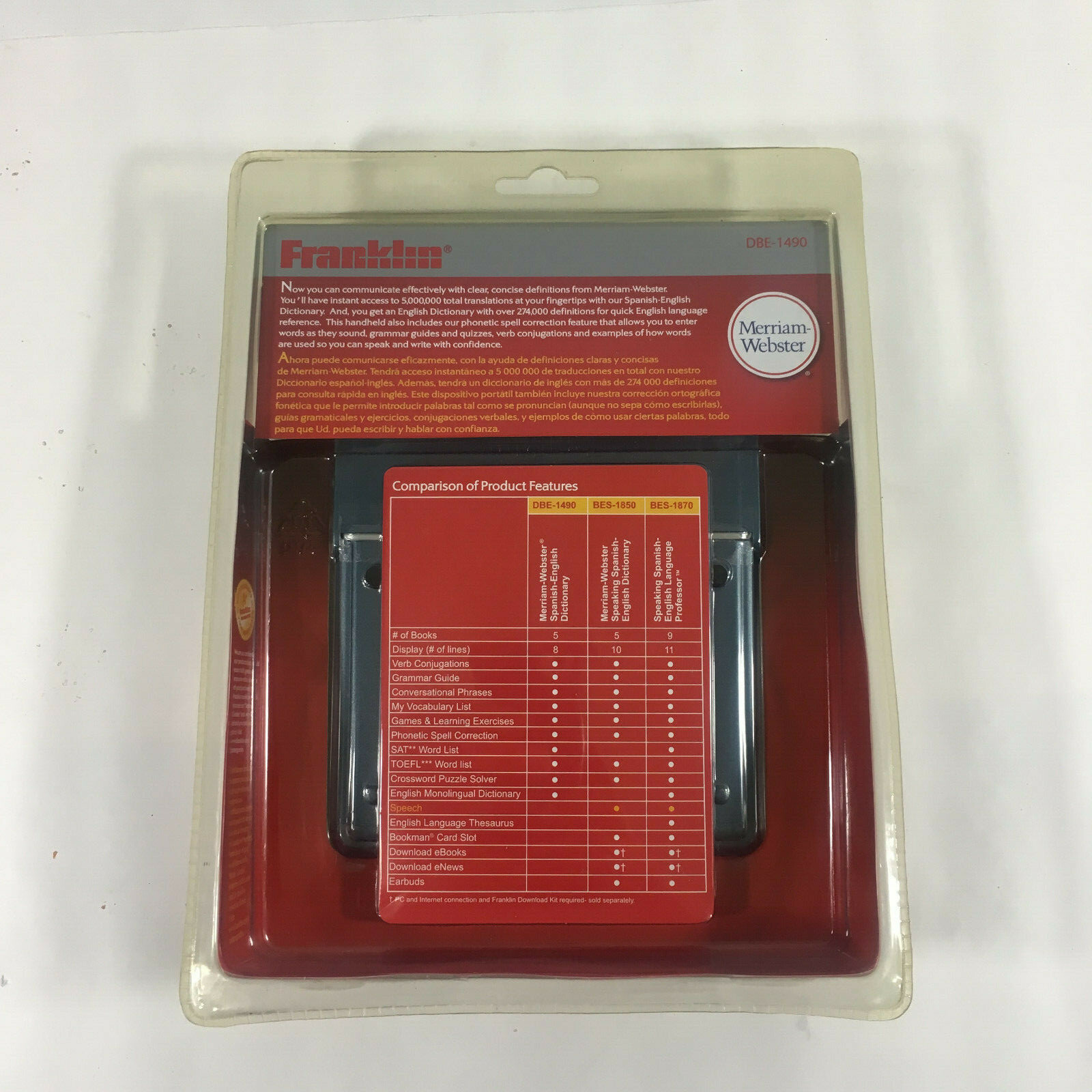 Franklin DBE-1490 Spanish-English Dictionary New Sealed