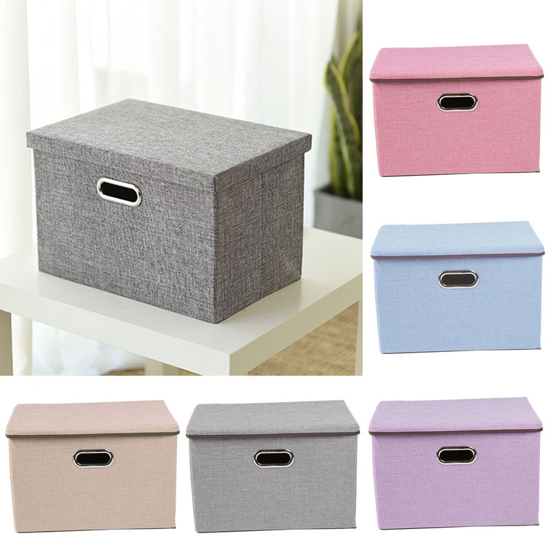 Large Foldable Square Canvas Storage Box Collapsible Fabric Cubes Kids