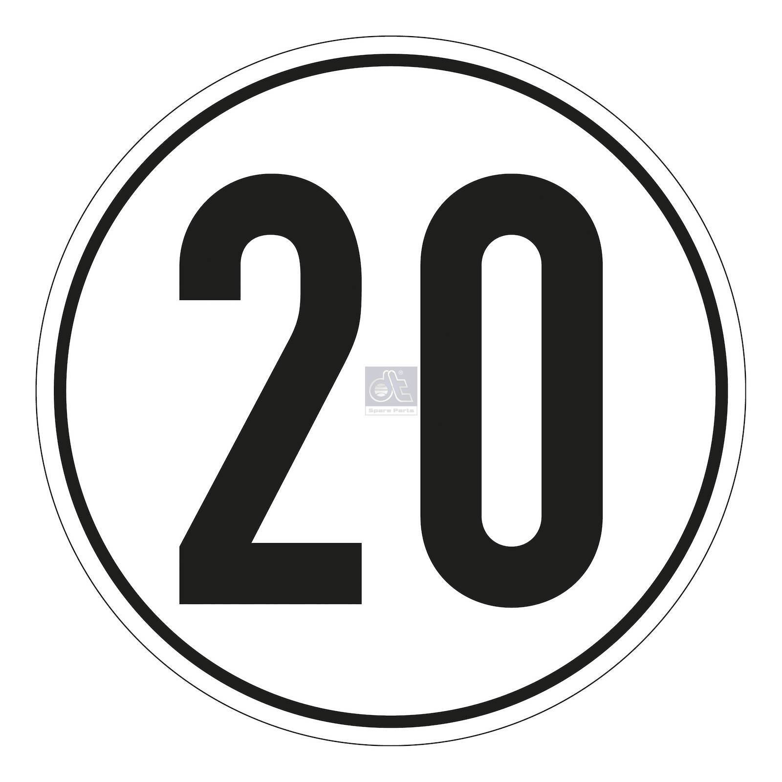 Geschwindigkeitsschild selbstklebend DT Spare Parts 9.69431  D:200mm 20 kmh