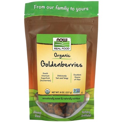 Now Foods Real Food Certified Organic Golden Berries 8 унций 227 г Органический, веганский,