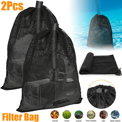 2Pcs Tear Resistant Water Pump Filter Net Drawstring Pond Pump Barrier Mesh Bag