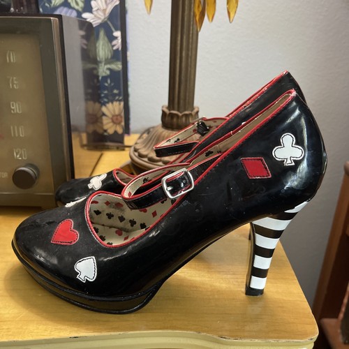 Pleaser Funtasma Contessa Alice in wonderland Court Shoes Dress Hearts Size 7