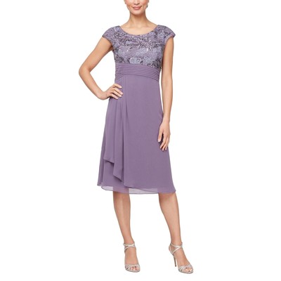 Женские платья Alex Evenings Короткие с вышивкой и плиссированной талией