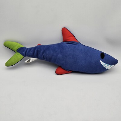 MGS Group Ltd Grinning SHARK PLUSH 16'' Long Stuffed Animal Blue Red Green 2016