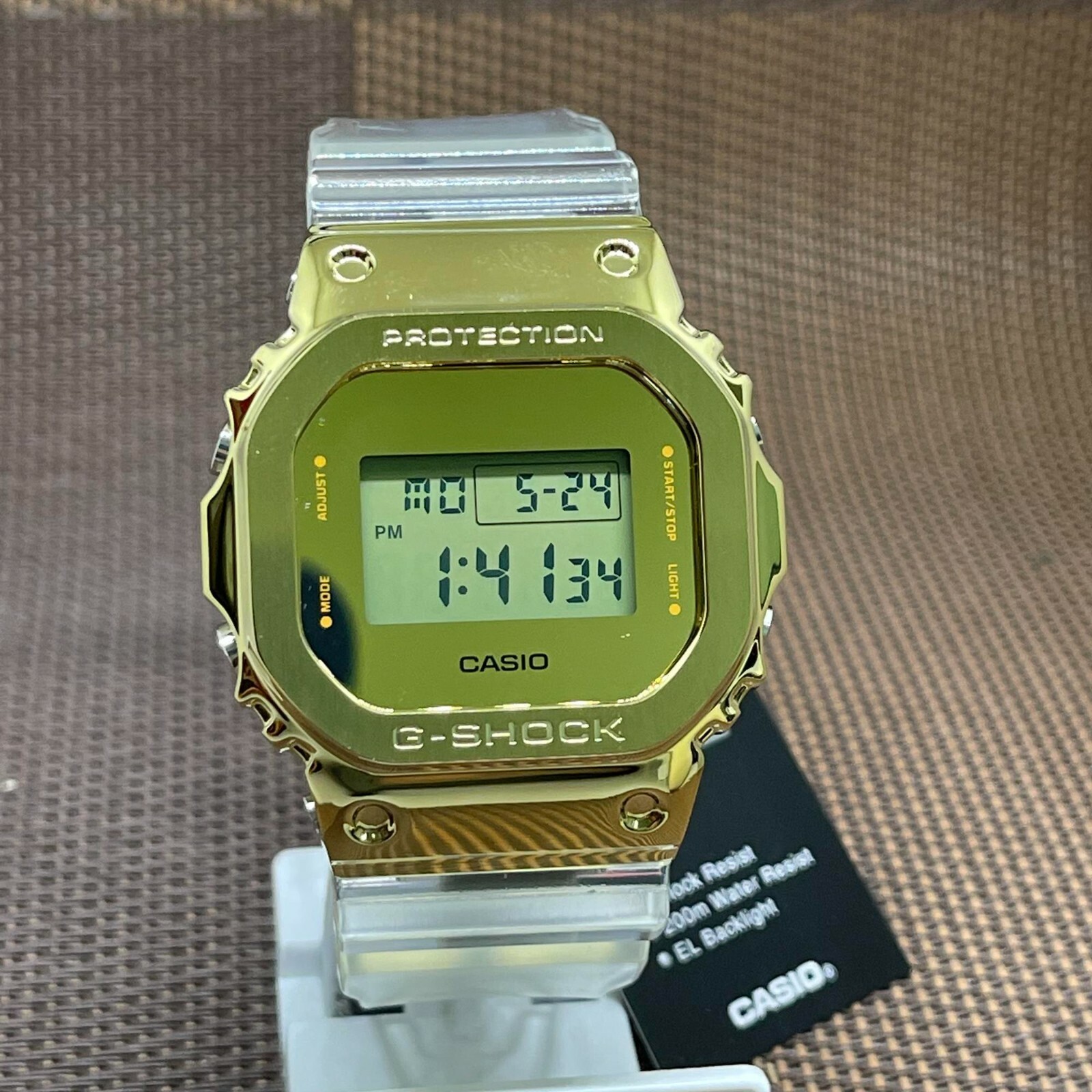 Pre-owned Casio G-shock Gm-5600sg-9d Gold Ingot Face Clear Semi-transparent Digital Watch