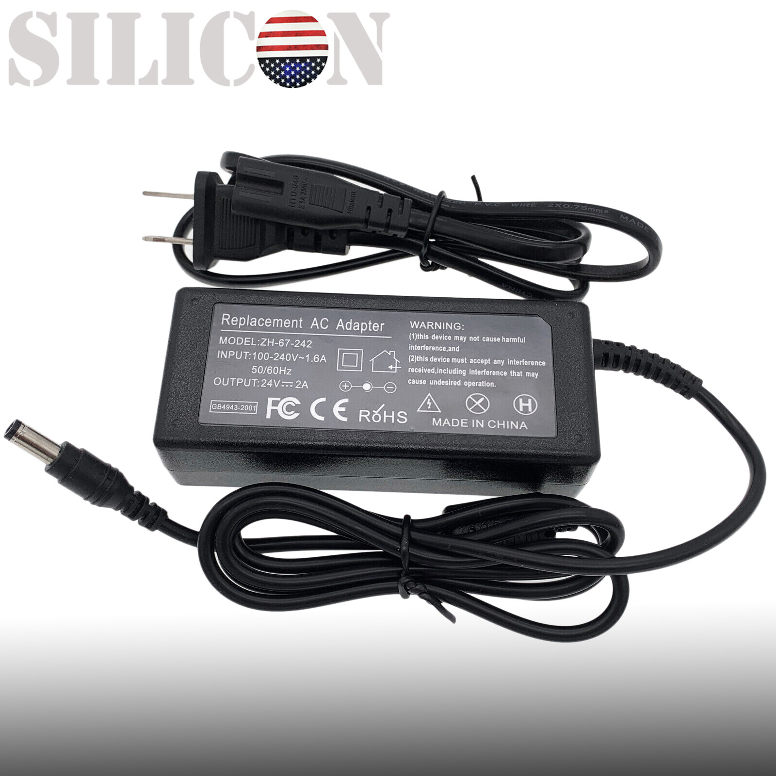 24V 2A AC-DC Switching Adapter Power Supply For LED Strip Light/CCTV 5.5mm*2.5mm