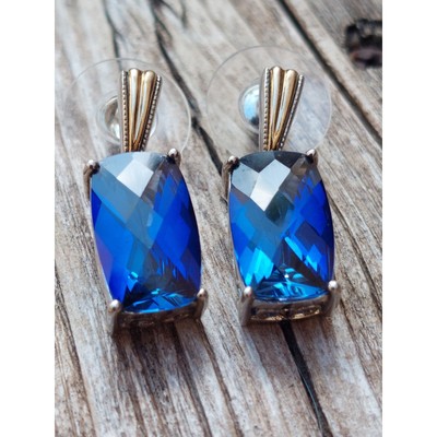 Alwand Vahan AV Sterling Silver & 14k Earrings Blue Sapphire