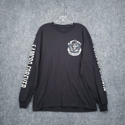 Sons of Anarchy T Shirt Mens L Large Black Samcro Reaper Motorcycle Long Sleeve