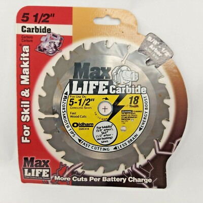 Oldham Max Life Carbide 5-1/2 in 18 Tooth ATB Cordless Saw Blade New