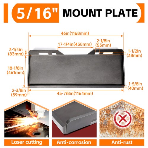 5/16" Thick Steel Skid Steer Mount Plate Adapter Loader Quick Tach Attachment