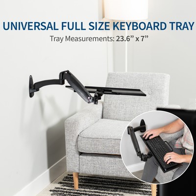 VIVO Articulating Keyboard & Mouse Platform Wall Mount, Keyboard Tray Arm