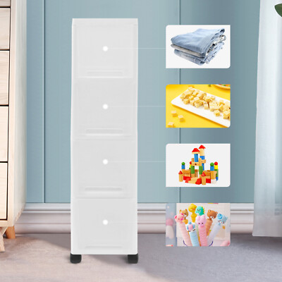 4 Tiers Narrow Slim Rolling Cart Organizer Container Storage Cabinet w/ Wheels