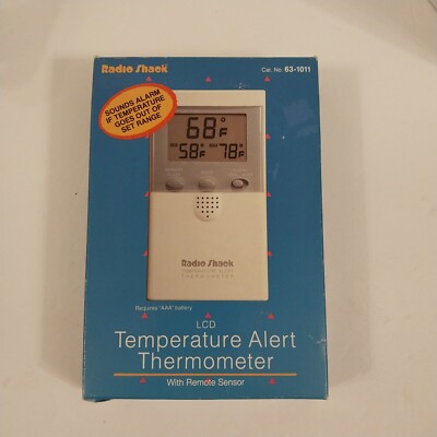 New Radio Shack LCD Temperature Alert Thermometer with Remote Sensor 63-1011
