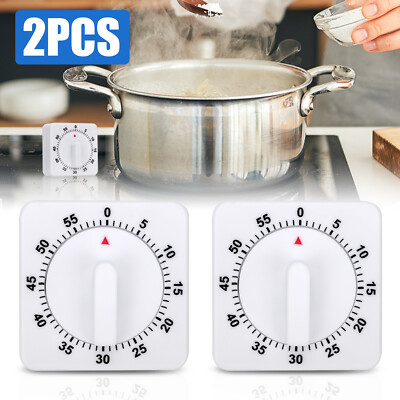 2Pcs Kitchen Cooking Timer Clock Mechanical Alarm 60 Minutes Count Down Counter
