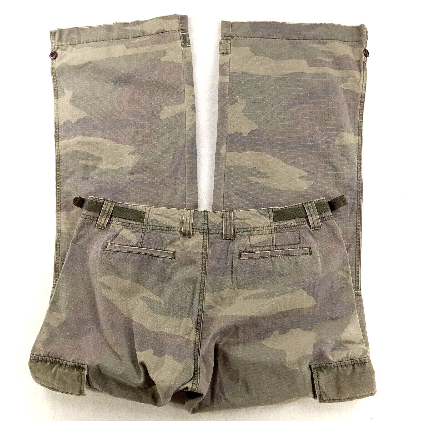 Polo Ralph Lauren Pants Women Sz 14 Military Button Fly Camo Cargo Ripstop Flare
