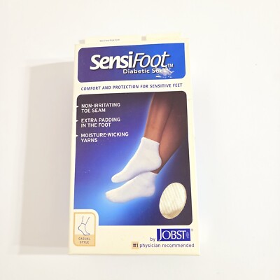 Jobst Sensifoot Diabetic Socks Mini Crew Style Medium White New Casual Style 