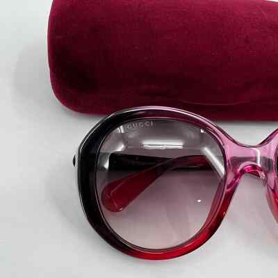 Pre-owned Gucci Gg Oversized Round Logo Sunglasses Womens Pink Black Gg0368s Retro 70s 80s In Purple