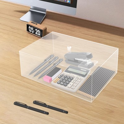 Clear Display Case Acrylic Show Box Dustproof 35*25*12cm for Collectibles Crafts