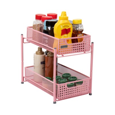 Mind Reader 2-Tier Metal Mesh Heavy Duty Organizer Slide Out Basket Drawer USA