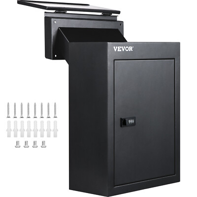 VEVOR Through-the-Wall Mailbox Letter Drop Box Adjustable Chute Rainproof Black