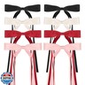 8 PCS Silky Satin Hair Bows with Tassel for Women Grils, Tassel Ribbon Bowknot Hair Clips for Ponytail Holder. Pink, Red Hair Bow and Black, White Barrettes Claw Bow