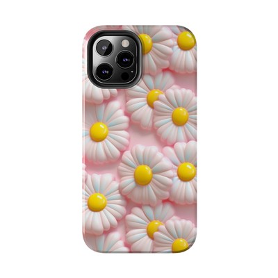 3D Pink Daisy Flower Tough iPhone & Samsung Galaxy Case Cover, Gift For Girls
