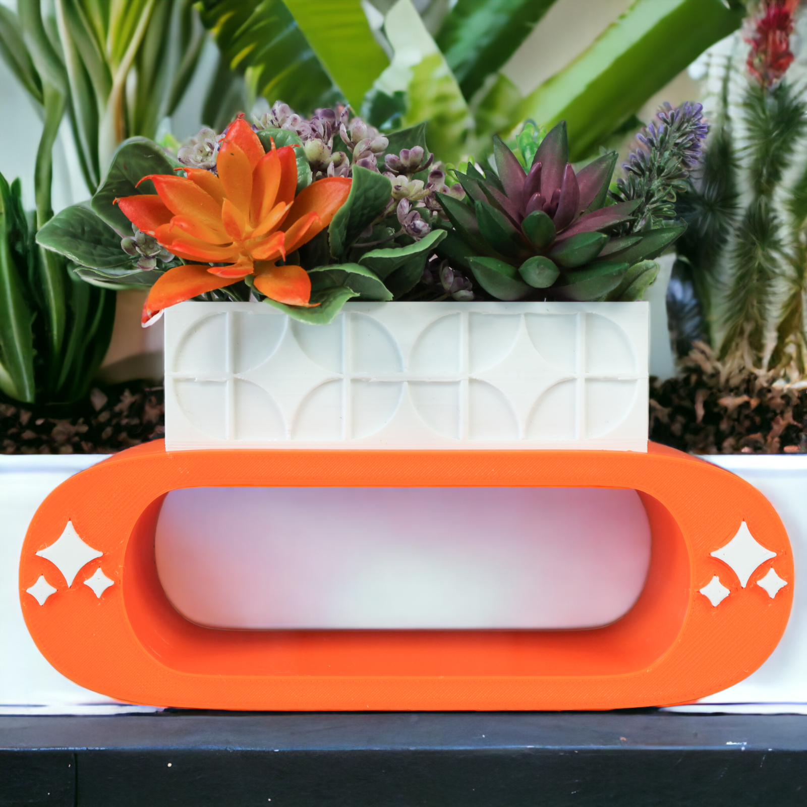 Retro Mid Century Modern Space Age Shelf Planter Home Office Art Deco Decor 60s