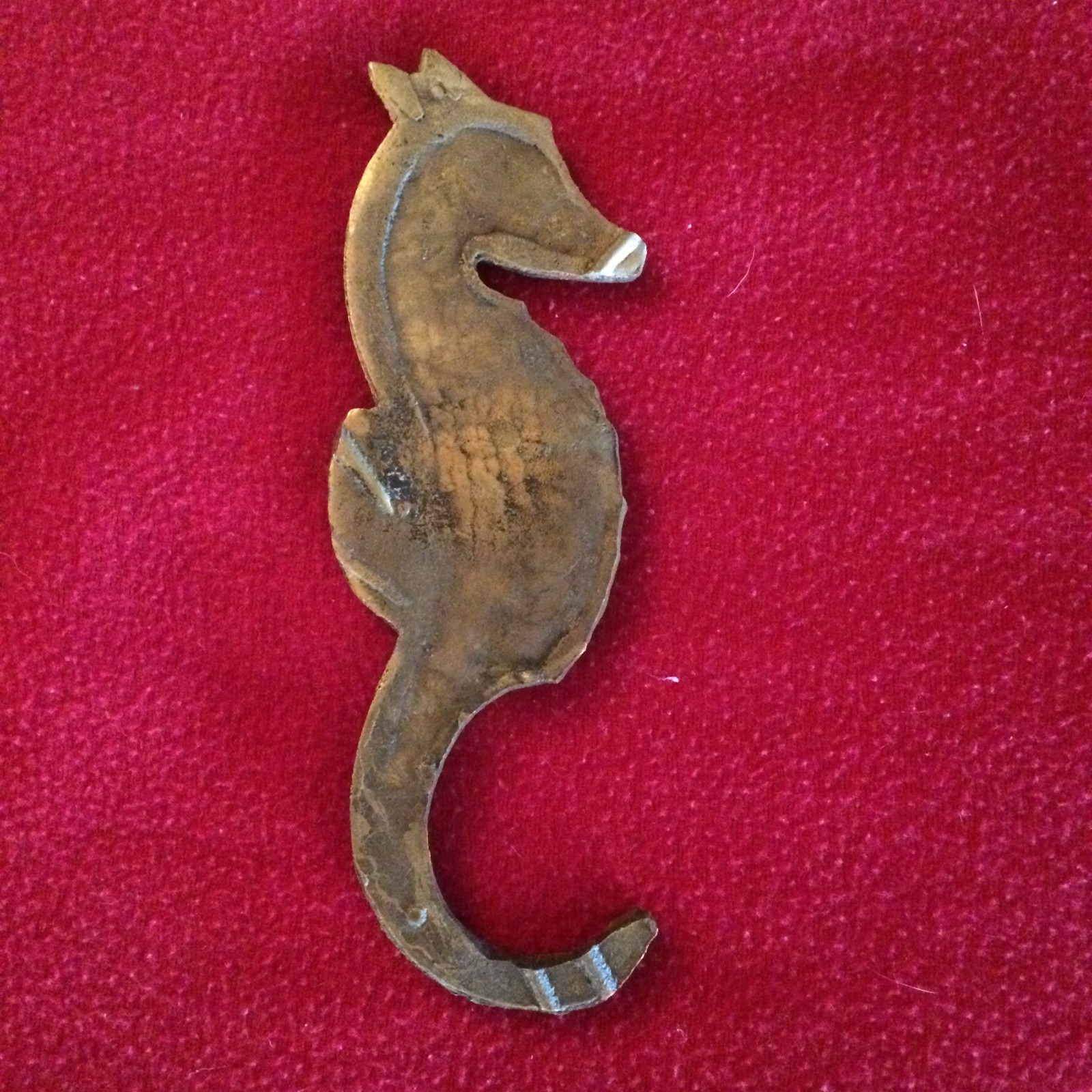 Solid Brass Seahorse Wall Plaque, Beach Decor, Nautical Accent, Original Patina