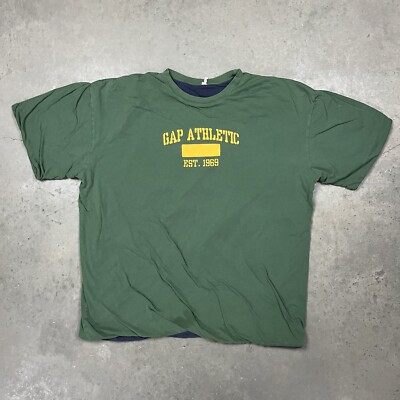 Vintage Gap Athletic Reversible Double Layer Graphic T Shirt Green XXL