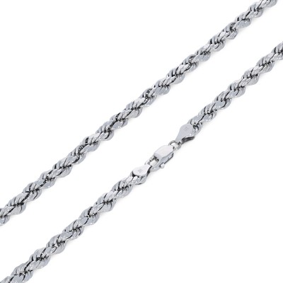 14K White Gold 1.5mm-5mm Diamond Cut Rope Chain Necklace Mens Womens 14"-30"