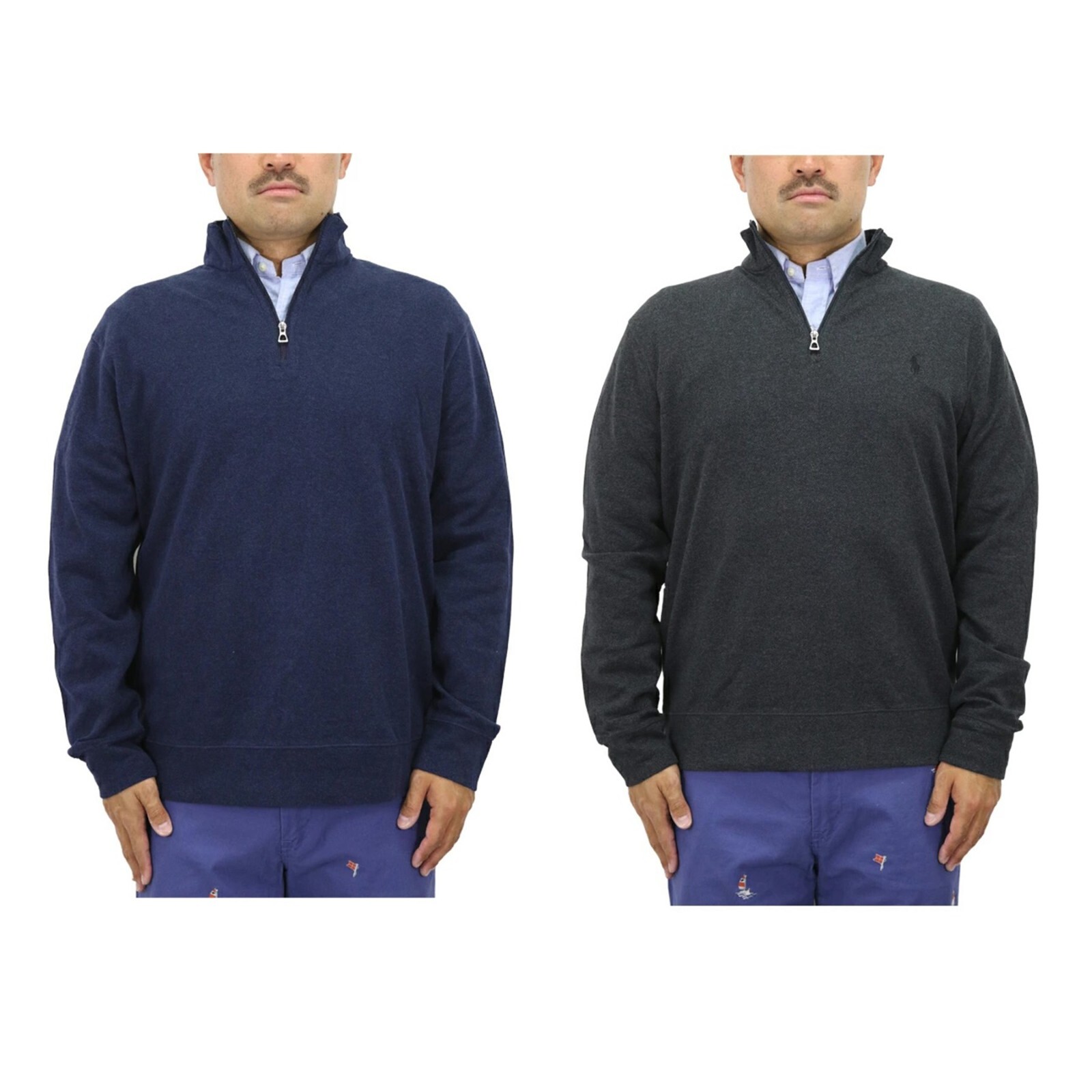 Пуловер Polo Ralph Lauren на молнии 1/4, свитер-толстовка из смеси хлопка в елочку