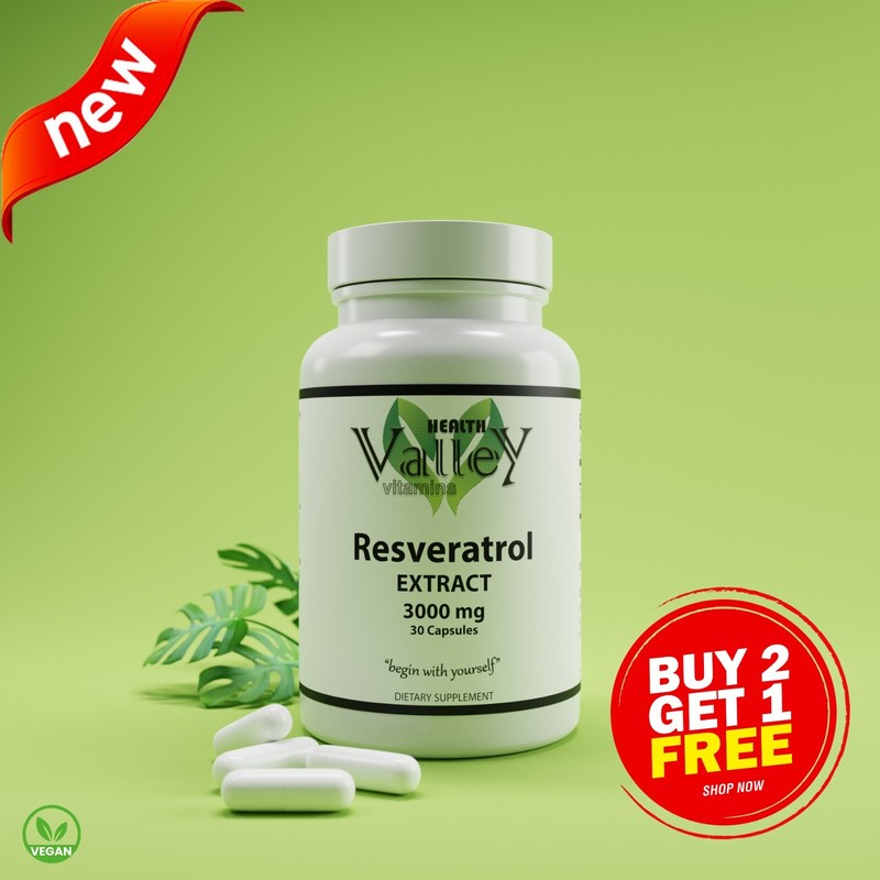 Resveratrol Extract 3000mg, Anti Aging, Joint Pain, Free shipping