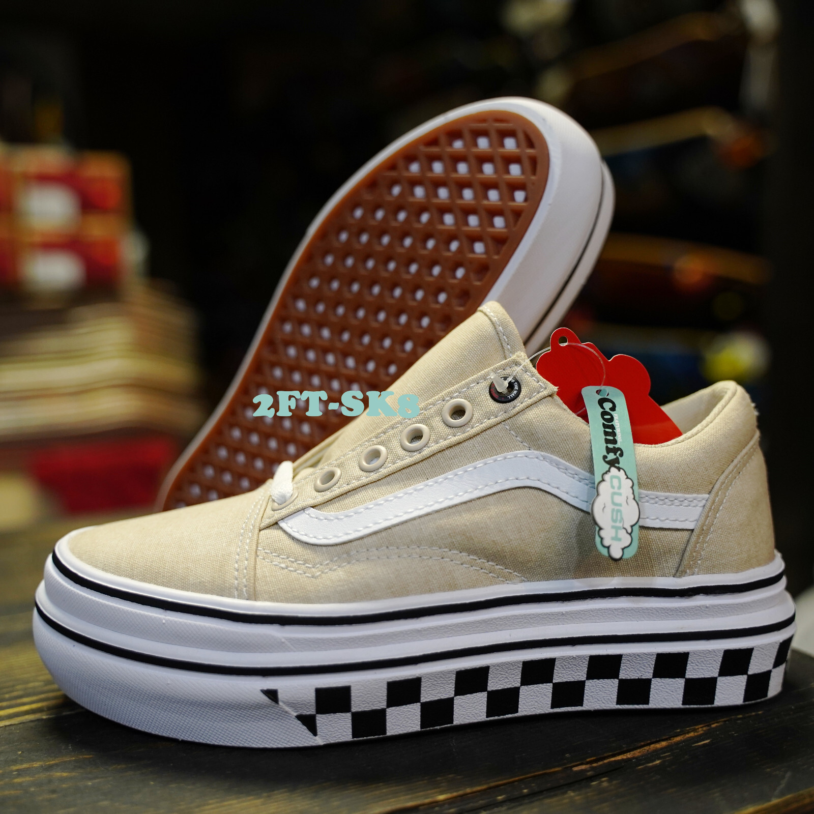 ★送料・関税込★VANS★Checkerboard Comfycush One★23-30cm★ New Vans ComfyCush One Checkerboard Black/Marshmallow Slip